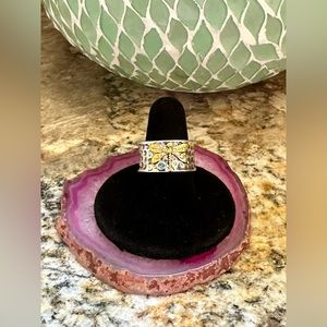 Two Tone Blue Topaz Dragonfly Band Ring